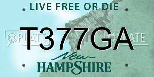 T377GA New Hampshire License Plate