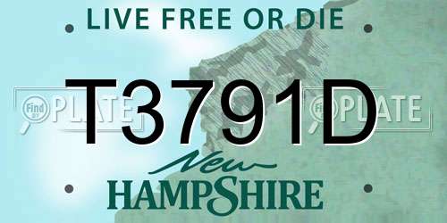 T3791D New Hampshire License Plate