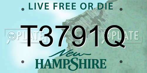 T3791Q New Hampshire License Plate
