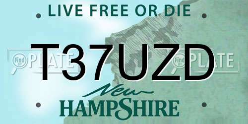 T37UZD New Hampshire License Plate
