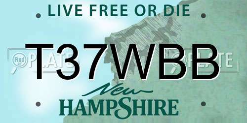 T37WBB New Hampshire License Plate