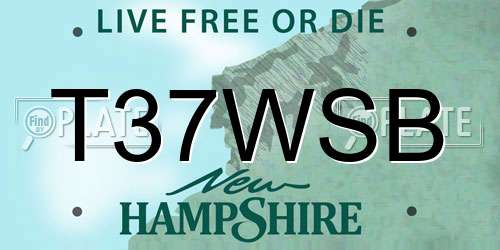 T37WSB New Hampshire License Plate