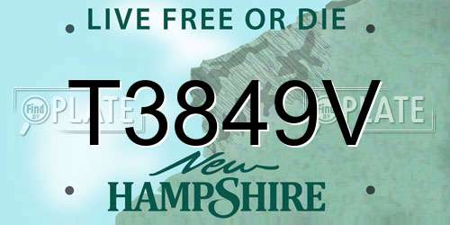 T3849V New Hampshire License Plate
