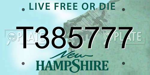 T385777 New Hampshire License Plate