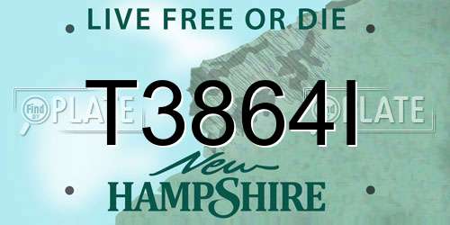 T3864I New Hampshire License Plate