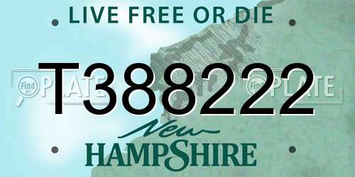 T388222 New Hampshire License Plate