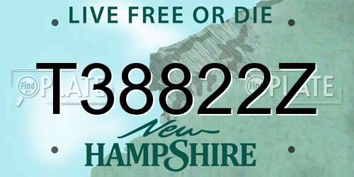 T38822Z New Hampshire License Plate