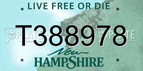 T388978 New Hampshire License Plate