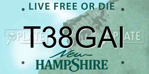 T38GAI New Hampshire License Plate