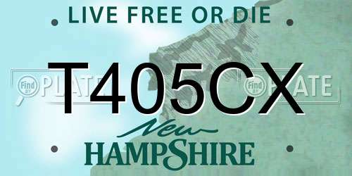 T405CX New Hampshire License Plate