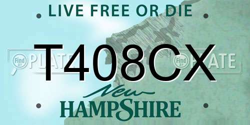 T408CX New Hampshire License Plate
