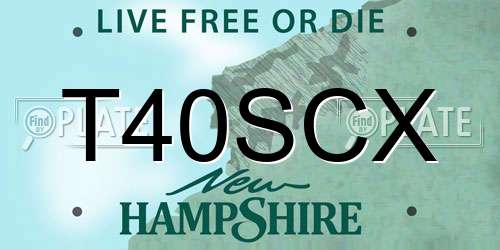 T40SCX New Hampshire License Plate