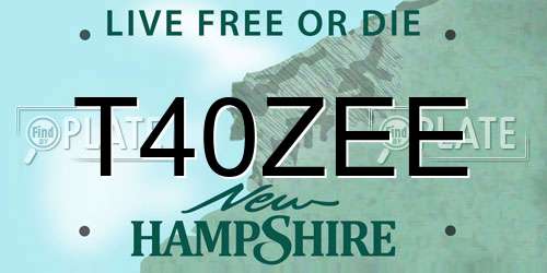 T40ZEE New Hampshire License Plate