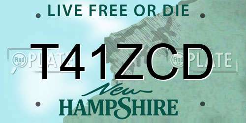 T41ZCD New Hampshire License Plate