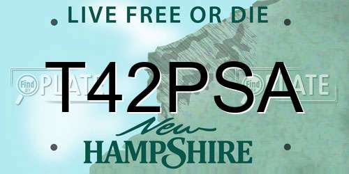 T42PSA New Hampshire License Plate