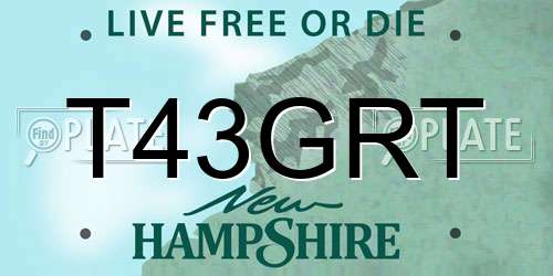 T43GRT New Hampshire License Plate