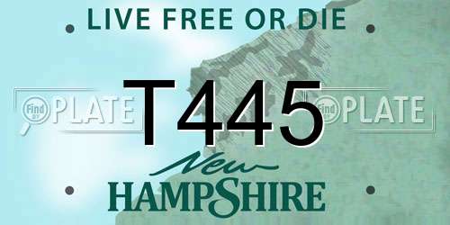T445 New Hampshire License Plate