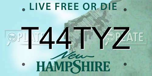 T44TYZ New Hampshire License Plate