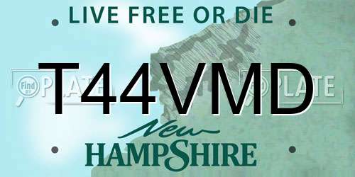 T44VMD New Hampshire License Plate