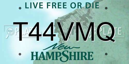 T44VMQ New Hampshire License Plate