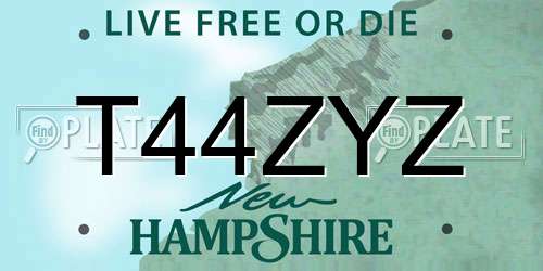T44ZYZ New Hampshire License Plate