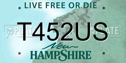 T452US New Hampshire License Plate