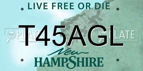 T45AGL New Hampshire License Plate