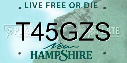 T45GZS New Hampshire License Plate