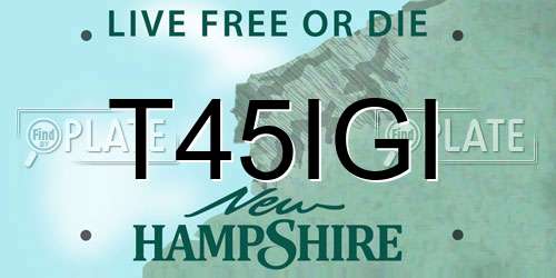 T45IGI New Hampshire License Plate
