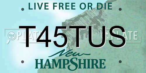 T45TUS New Hampshire License Plate