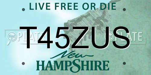 T45ZUS New Hampshire License Plate