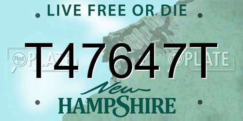 T47647T New Hampshire License Plate