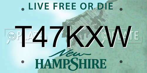 T47KXW New Hampshire License Plate