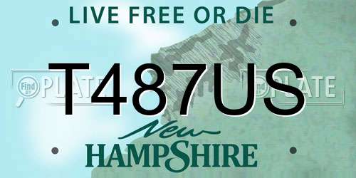 T487US New Hampshire License Plate