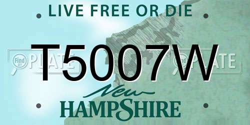 T5007W New Hampshire License Plate