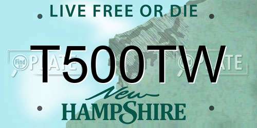 T500TW New Hampshire License Plate