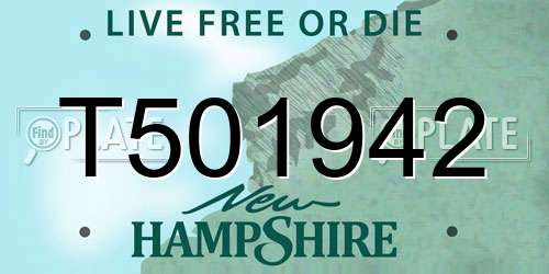 T501942 New Hampshire License Plate