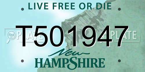 T501947 New Hampshire License Plate