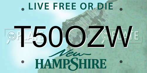 T50OZW New Hampshire License Plate