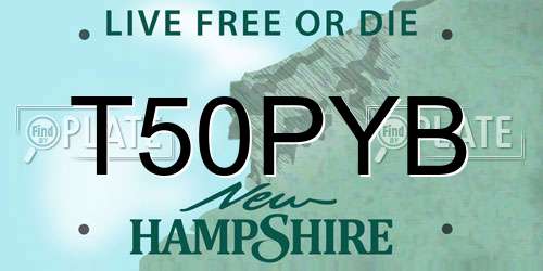 T50PYB New Hampshire License Plate