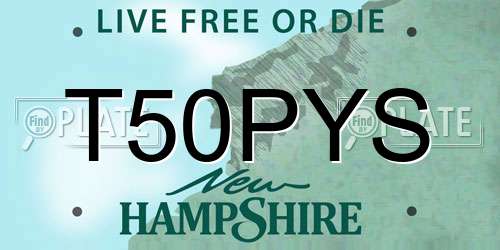 T50PYS New Hampshire License Plate