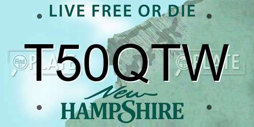 T50QTW New Hampshire License Plate
