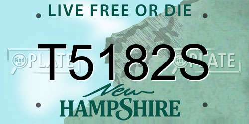 T5182S New Hampshire License Plate