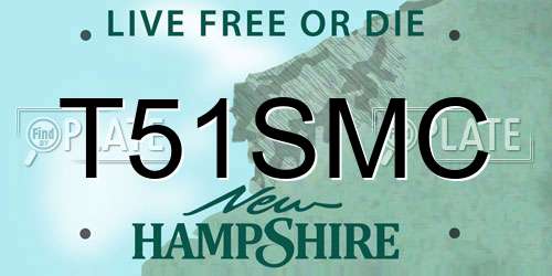 T51SMC New Hampshire License Plate