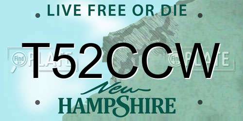 T52CCW New Hampshire License Plate