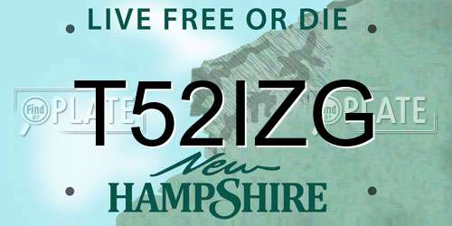 T52IZG New Hampshire License Plate