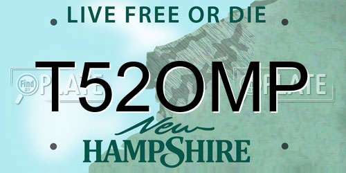 T52OMP New Hampshire License Plate