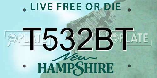 T532BT New Hampshire License Plate
