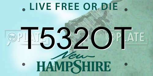 T532OT New Hampshire License Plate