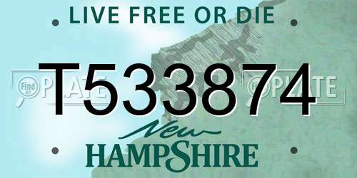 T533874 New Hampshire License Plate
